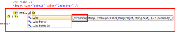 Figura 2 - Utilizando o LabelHelper criado (Extension Method).
