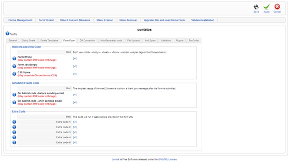 Aba Form Code do Chronoforms