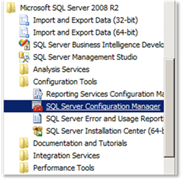 Selecione o SQL Server Configuration Manager