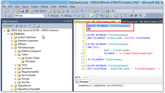 Executando o Script de criação da base de dados