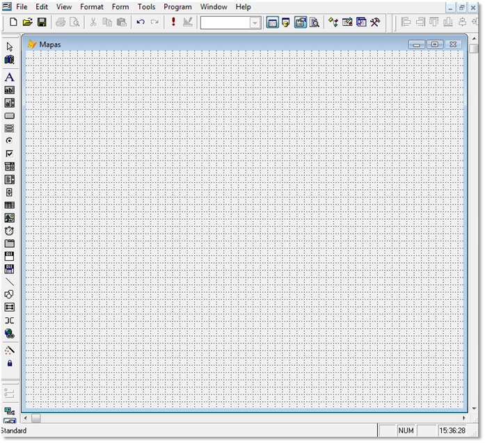 Formulário Mapas vazio, sem controles