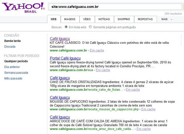 Resultados do Yahoo