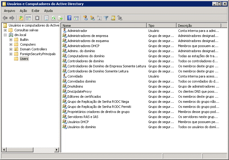 Usuários e computadores do Active Directory