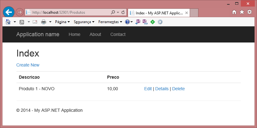 Registro inserido através do stored procedure