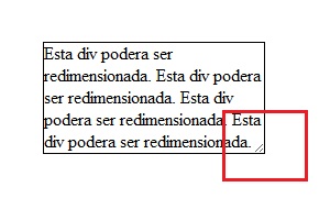 Marca indicando que o elemento pode ser redimensioado