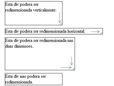 Divs redimensionadas