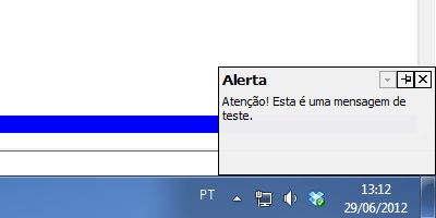 Resultado do alerta simples