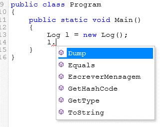 Intellisense do .NET Fiddle