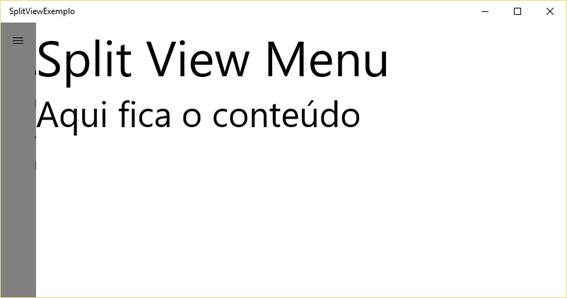 SplitView com painel em modo compacto