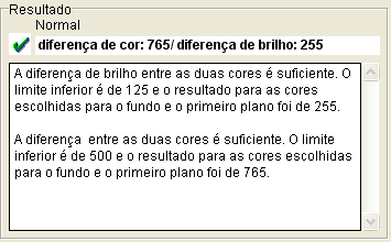 Seção dos resultados do analisador de contrasre