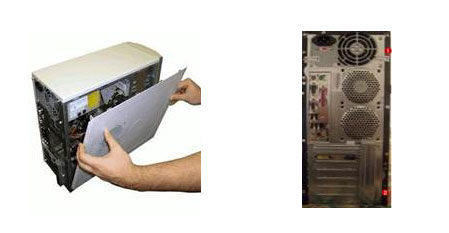 Parafusos localizados na parte de trás do computador/Forma de retirar as placas metálicas laterais do computador