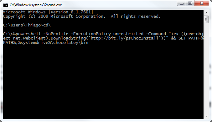 Instalacao do Chcolatey via linha de commando