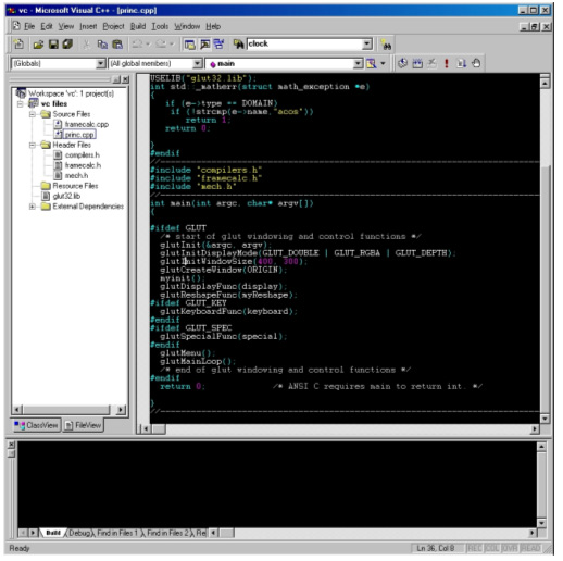 O Visual C++: um projeto encontra-se aberto