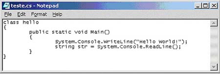 Notepad – teste.cs