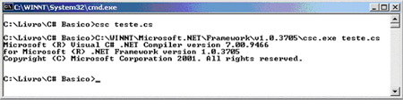 Copilação do programa em Prompt DOS