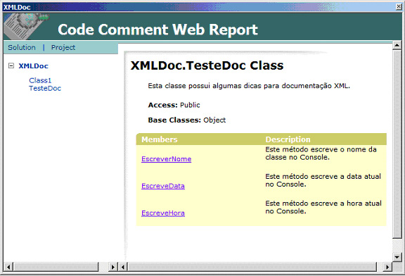 Relatório descritivo da classe