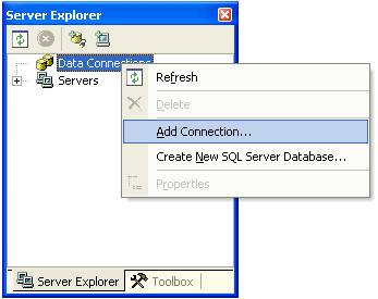 Vizualizar o Server Explorer - Add Conection...