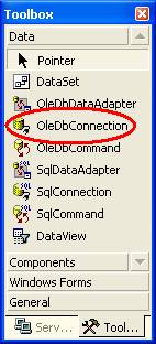 Adicionando o componente OleDbConnection