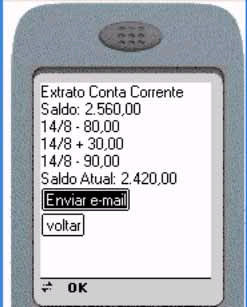 Extrato da conta no celular